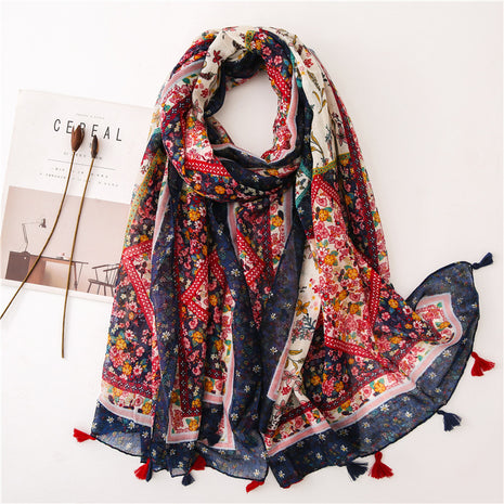 Japanese Style Artistic Cotton and Linen Scarf Bohemian Cashew