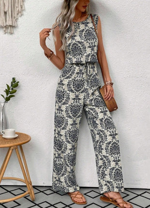 Waist Cinching Casual Straight Leg Jumpsuit