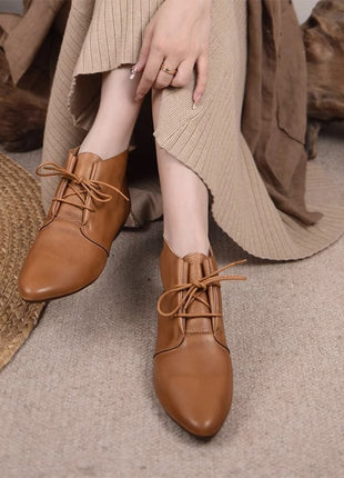 Comfortable Soft Leather Versatile Flat Booties