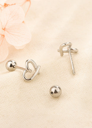 S925 Sweet Cutout Love Screw Ear Studs