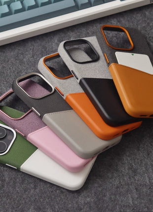 iPhone 12/13/14/15/16 Double Card Leather Magnetic Phone Protective Case Personalized Business Style