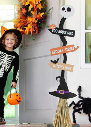 Halloween Glowing Wooden Witch Broom Ornaments