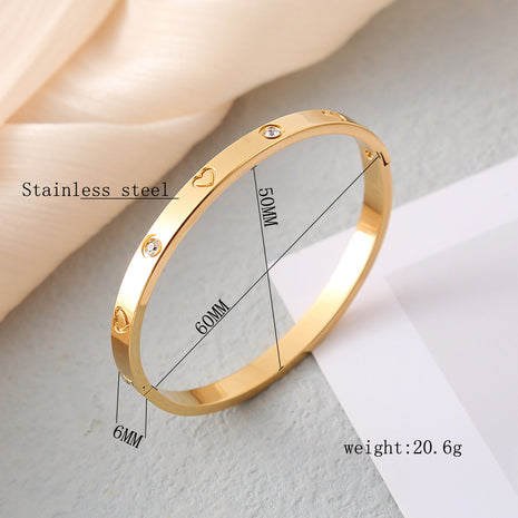 Heart-shaped Diamond Stainless Steel Bangle