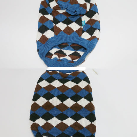Pet Clothes Blue Coffee Rhombus Sweater