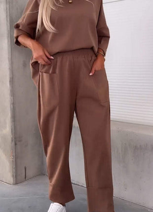 Two-Piece Solid Color Pants Set