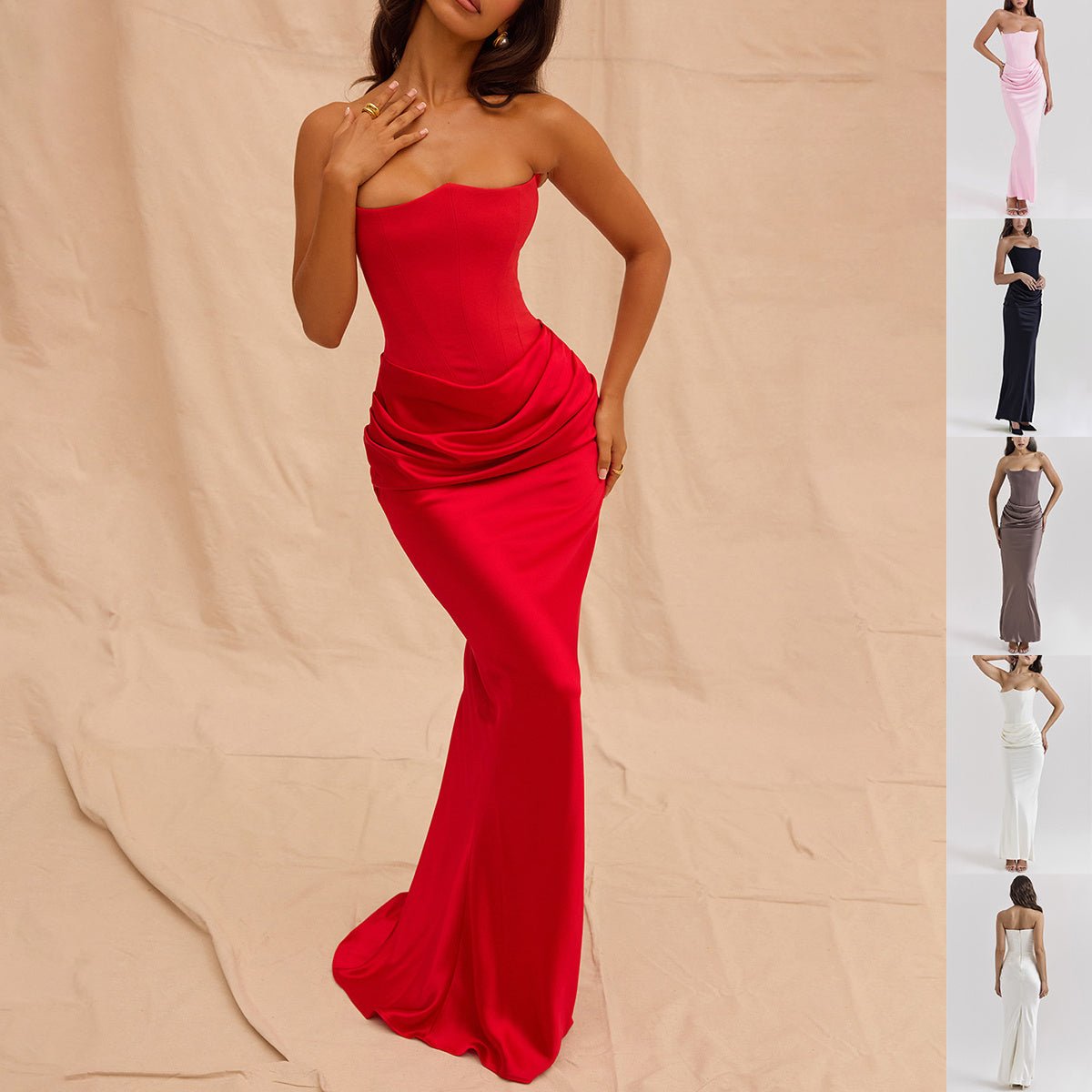 Slim Tube Top Long Fashion Bandeau Backless Party Evening Dress