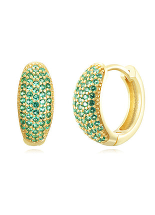 Sterling Silver Needle Street Fashion Geometry Pattern Round Rhinestone Earrings