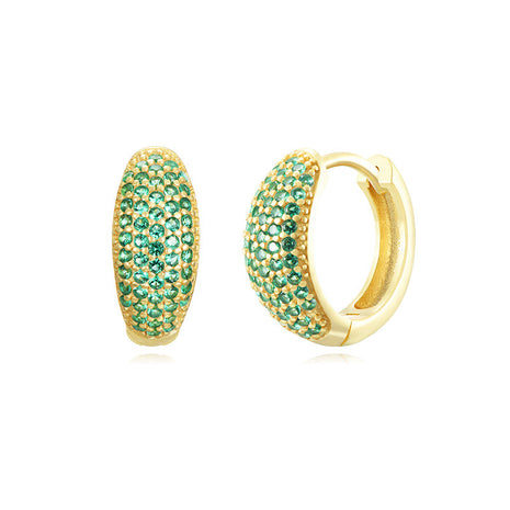 Sterling Silver Needle Street Fashion Geometry Pattern Round Rhinestone Earrings