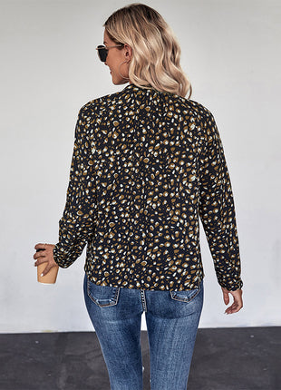 Pullover Long Sleeve Bow Collar Shirt