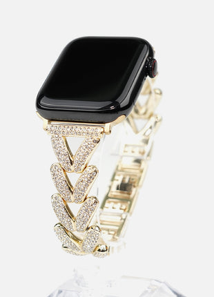 Diamond-embedded Love V-shaped Smart Watch Strap Compatible with Apple