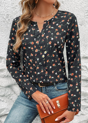 Round-neck Floral Long Sleeve Top