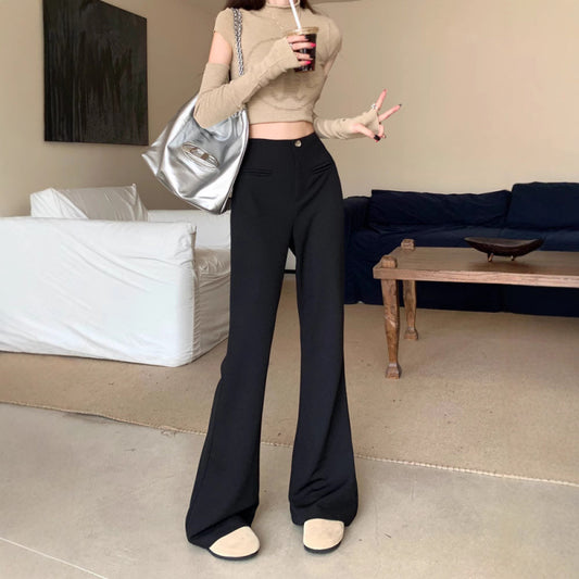 High Waist Slim Fit & Straight Casual Pants