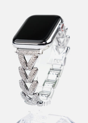 Diamond-embedded Love V-shaped Smart Watch Strap Compatible with Apple