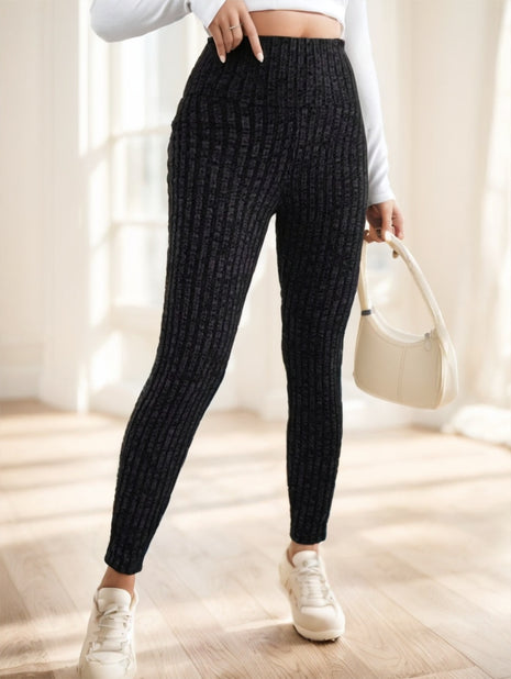 Spring And Autumn Women'S Solid Color Pit Strip Casual Tights