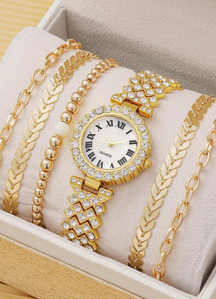 Diamond Women's Bracelet Watch Luxury Fashion Gift Box Watch Bracelet Six-piece Set