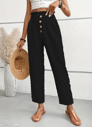 Slim-fit Buttoned Straight Loose Trousers