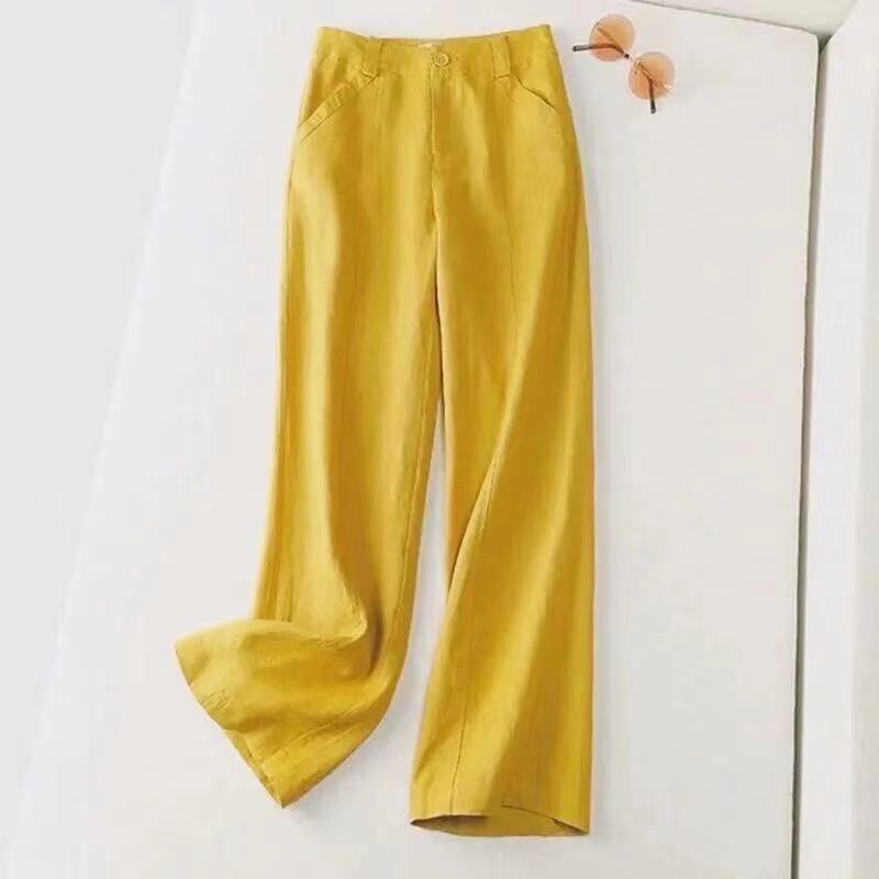 Summer Cotton Linen Wide Leg Pants