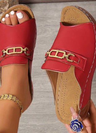 Peep Toe Mule with Metal Accessories