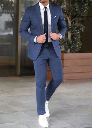 Slim-fit Pants and Coat Two-piece Suit