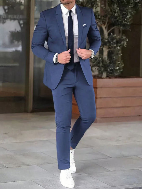 Slim-fit Pants and Coat Two-piece Suit