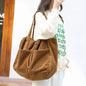 Ins Corduroy Shoulder Drawstring Multi-pocket Handbag