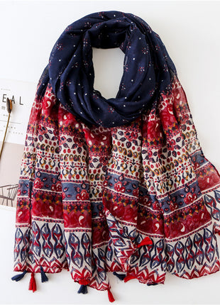 Japanese Style Artistic Cotton and Linen Scarf Bohemian Cashew