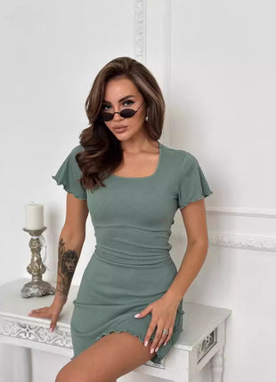 Cotton Knitted Rope Short Sleeve Dress