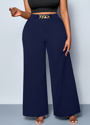 Plus Size Metal Buckle Trousers