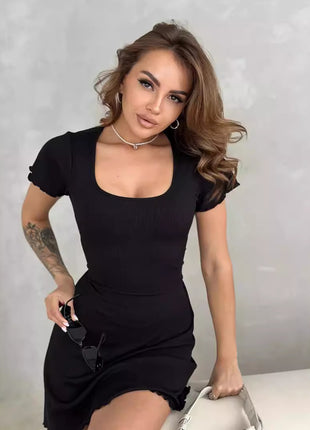 Cotton Knitted Rope Short Sleeve Dress