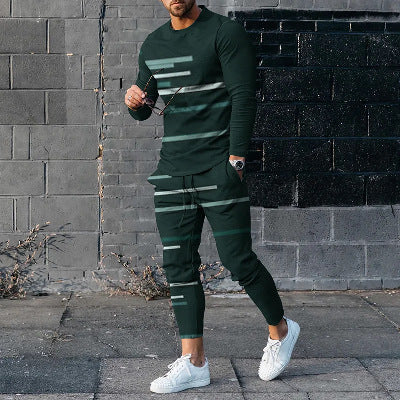 Round Neck Long Sleeve T-shirt Trousers Set