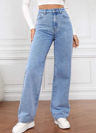 High-waisted Straight-leg Jeans