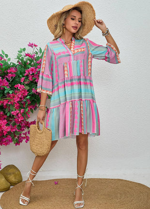 Spring And Autumn V-neck Dress