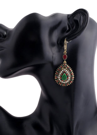 Ethnic Style Full Diamond Drop-shaped Alloy Earrings