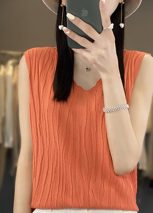 V-neck Ice Silk Camisole Sleeveless Top