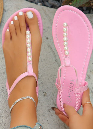 Pearl Thong T-Strap Sandals