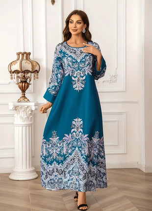 Kaftan Long Sleeved Round Neck with Bead Embellishment Dress