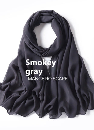 Pure Color Pearl Chiffon Scarf Headcloth Veil Chiffon Scarf