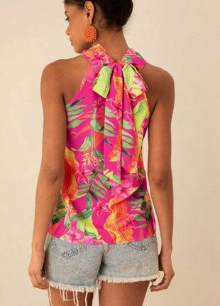 Tropical Plant Printed Women's Tight-Fitting Top