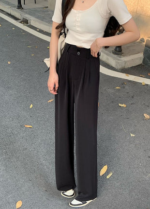 High Waist Drooping Straight Pear Shapes Pants