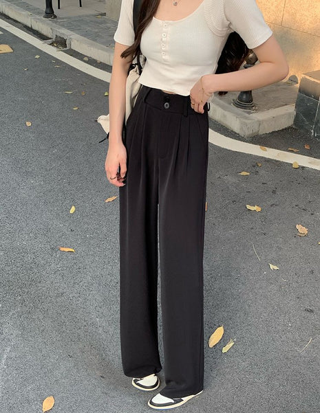 High Waist Drooping Straight Pear Shapes Pants