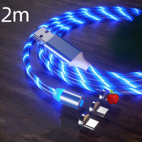 Magnetic 2-meter Cable Magnet Fast Charging Lighting Micro USB Cable LED