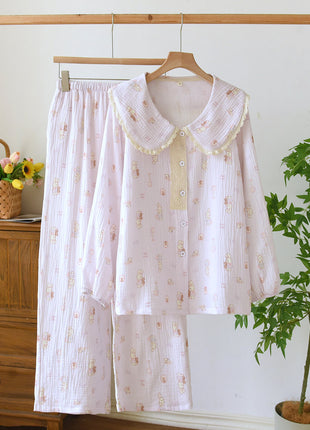 Casual Double-layer Cotton Yarn Pyjamas