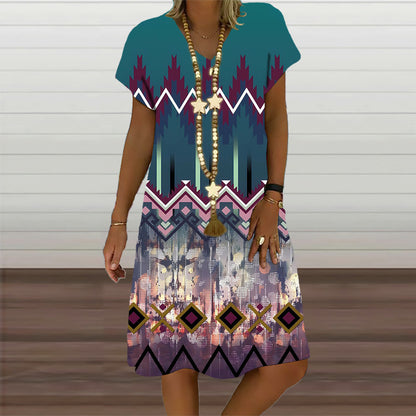 Pullover Short Sleeve Mid-length Daily Dress