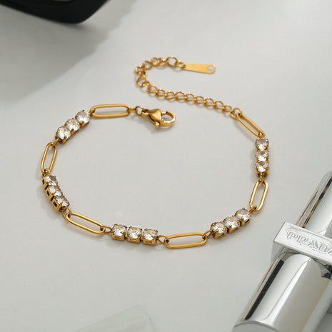 Stainless Steel Full Diamond Chain Bracelet