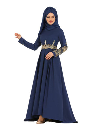 Embroidered High Waist Elegant Graceful Closed Abaya with Headscarf