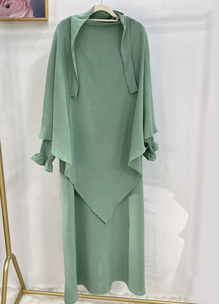 Monochrome Lantern Abaya With Headscarf