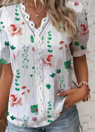 Floral Lace Puff Sleeve Shirt