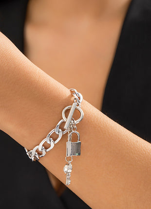 Thick Chain with Shiny Lock and Key Pendant Necklace Single or Combinations