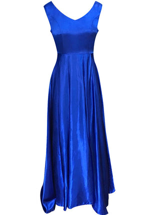 V Neck Sleeveless Backless Bow Ball Evening Dress