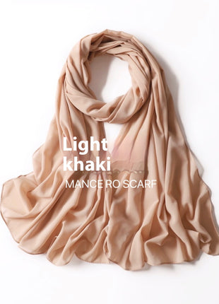 Pure Color Pearl Chiffon Scarf Headcloth Veil Chiffon Scarf